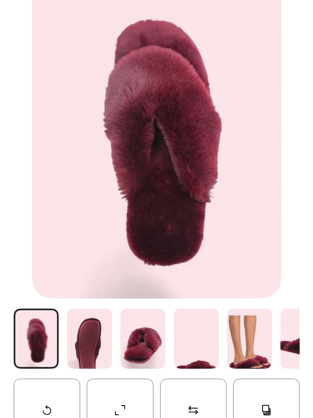 Women's Plush Burgundy Fuzzy Slide Slippers